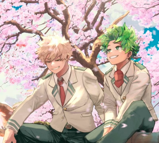 fan art of bkdk sitting on a cherry tree branch